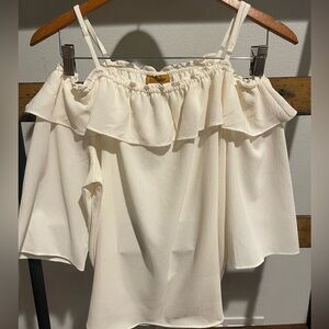 Wrangler White Ruffled Tie Front Blouse